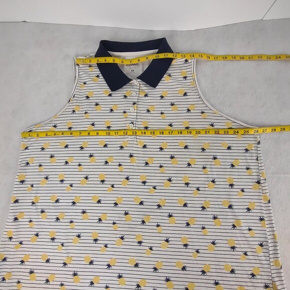 Chic Women's Blue, White, Yellow, Collared Cotton Blend Pineapple Dress Size 2X - Picture 8 of 11